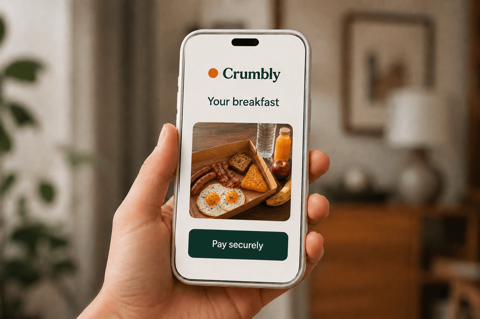Crumbly breakfast ordering screen on a phone